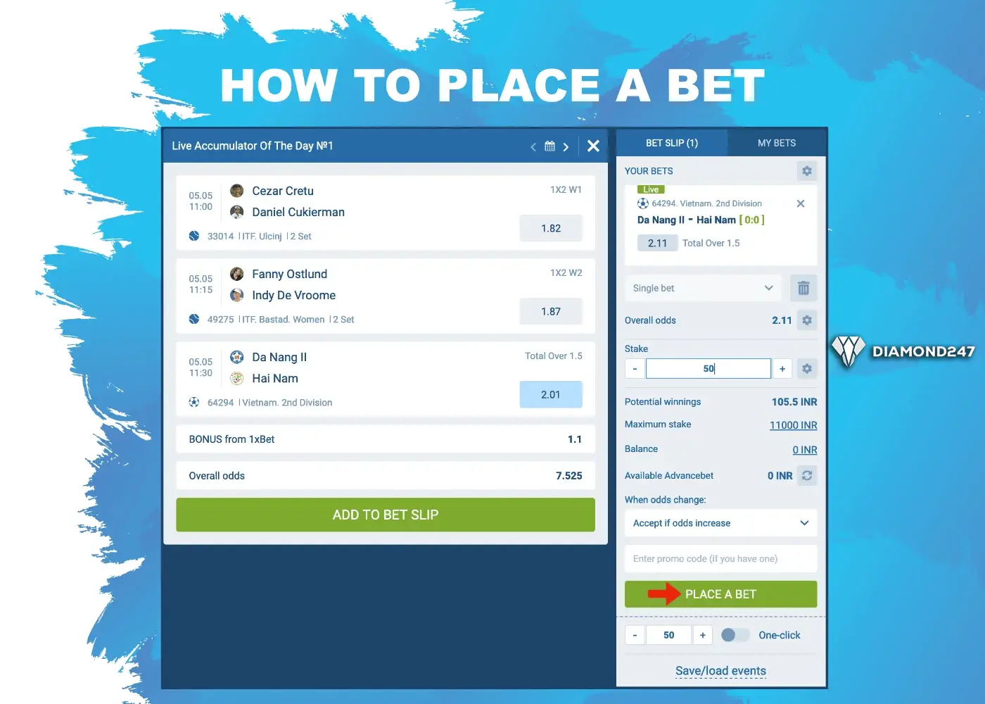 how to place bet at diamondexch